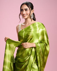 Mohey Women Emerald Satin Elegance Saree