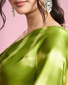 Mohey Women Emerald Satin Elegance Saree