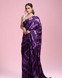 Mohey Women Dark Purple Satin Radiance Saree