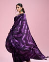 Mohey Women Dark Purple Satin Radiance Saree