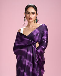 Mohey Women Dark Purple Satin Radiance Saree