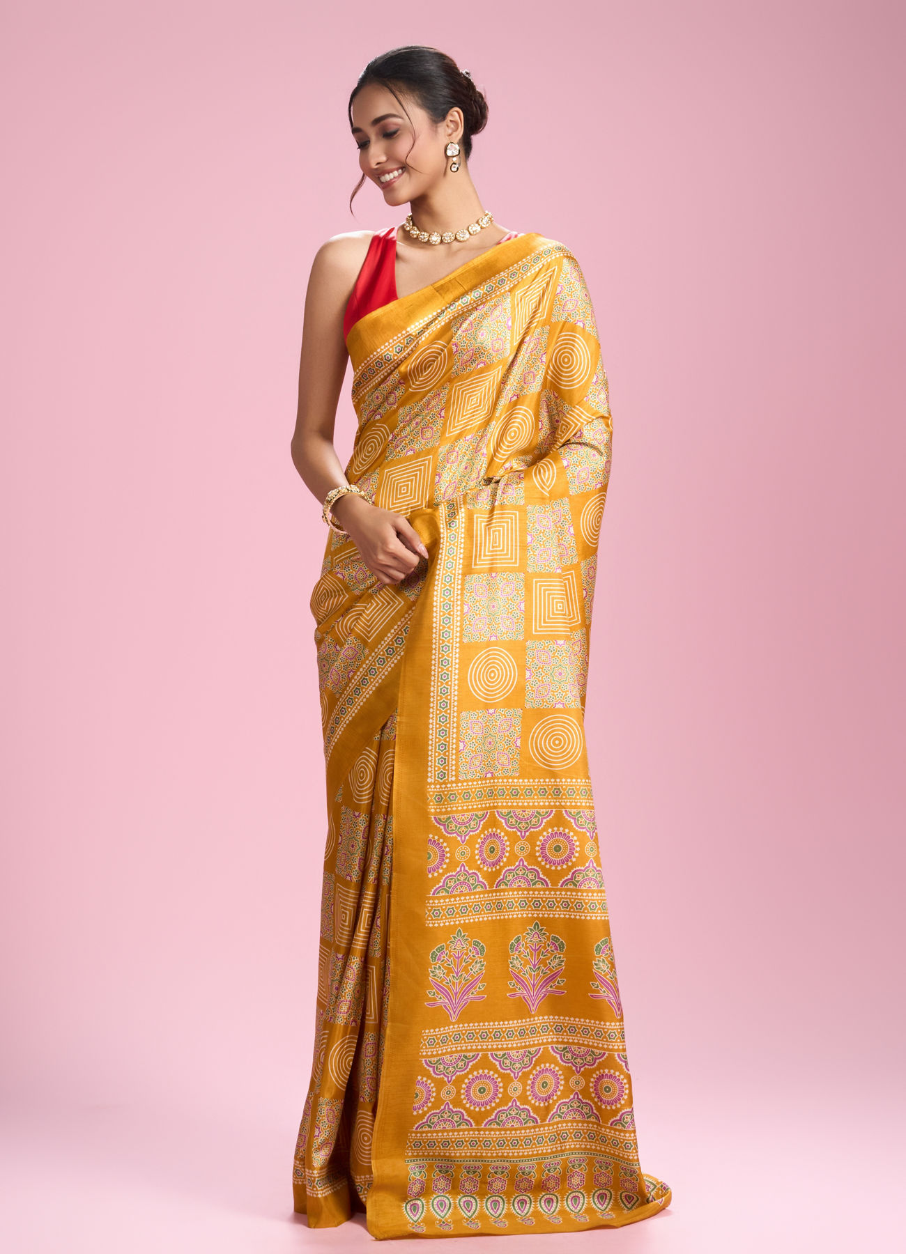 Mohey Women Radiant Mustard Yellow Saree