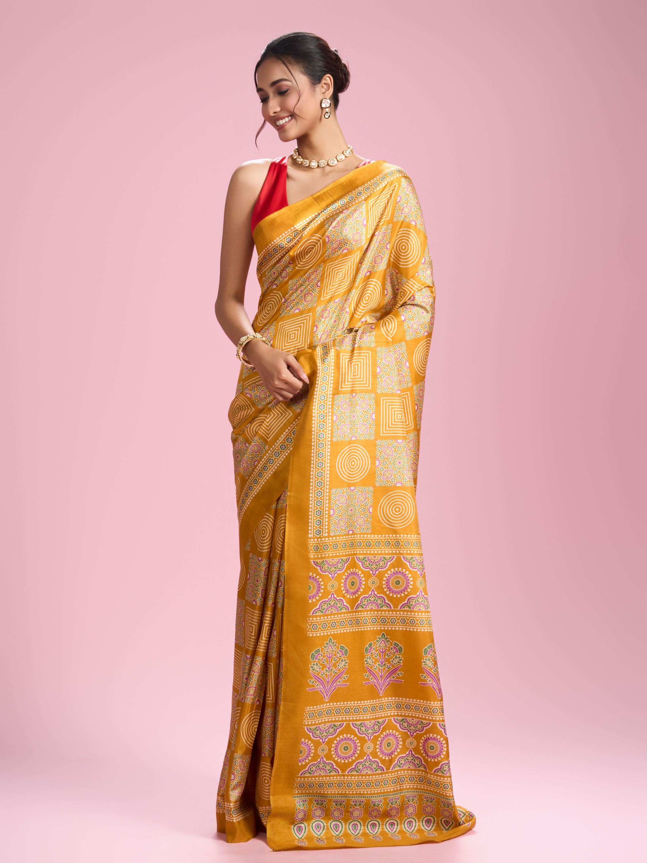 Mohey Women Radiant Mustard Yellow Saree
