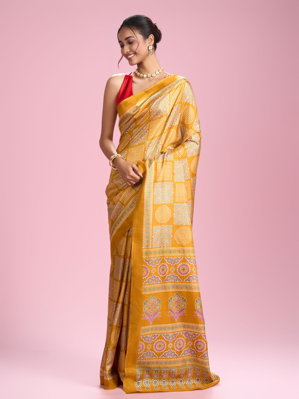 Mohey Women Radiant Mustard Yellow Saree