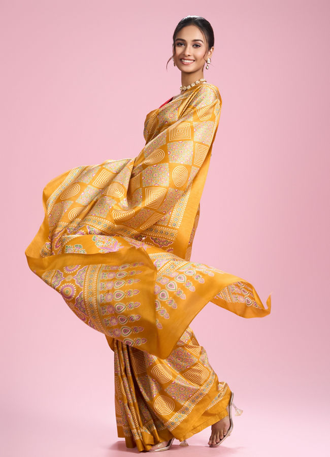 Mohey Women Radiant Mustard Yellow Saree