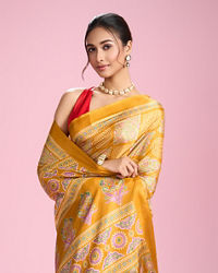 Mohey Women Radiant Mustard Yellow Saree