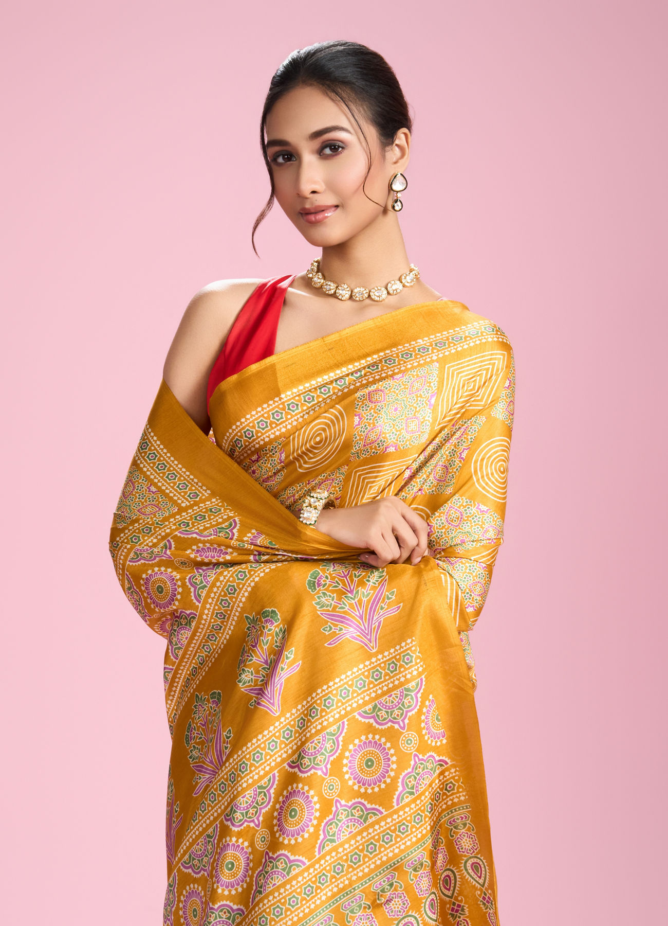 Mohey Women Radiant Mustard Yellow Saree