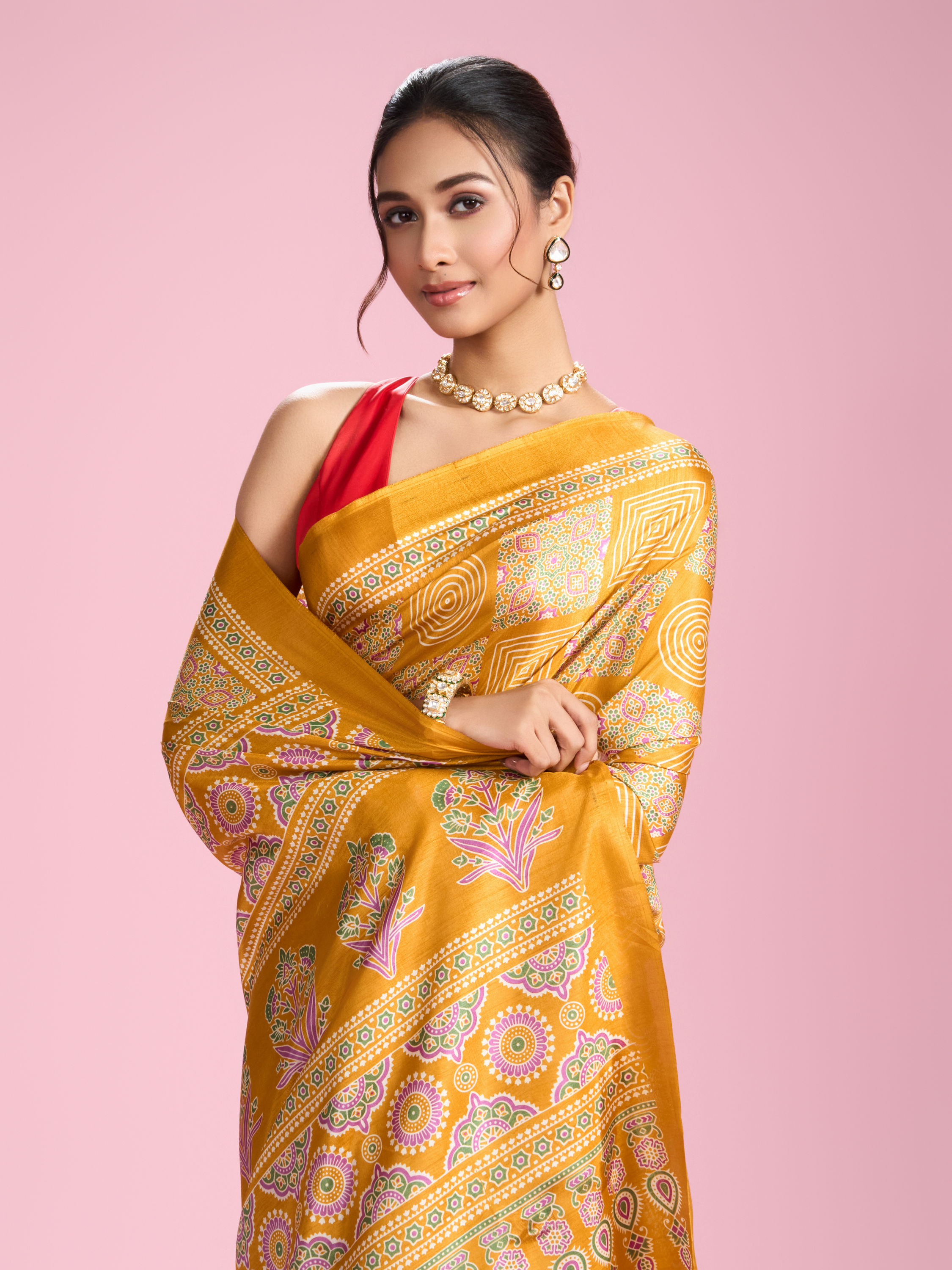 Mohey Women Radiant Mustard Yellow Saree