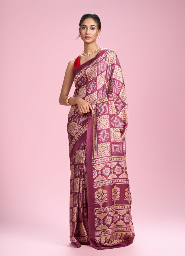 Mohey Women Enchanting Wine Saree