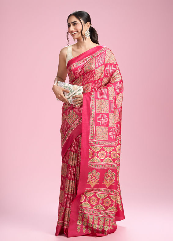 Mohey Women Exquisite Rani Pink Saree