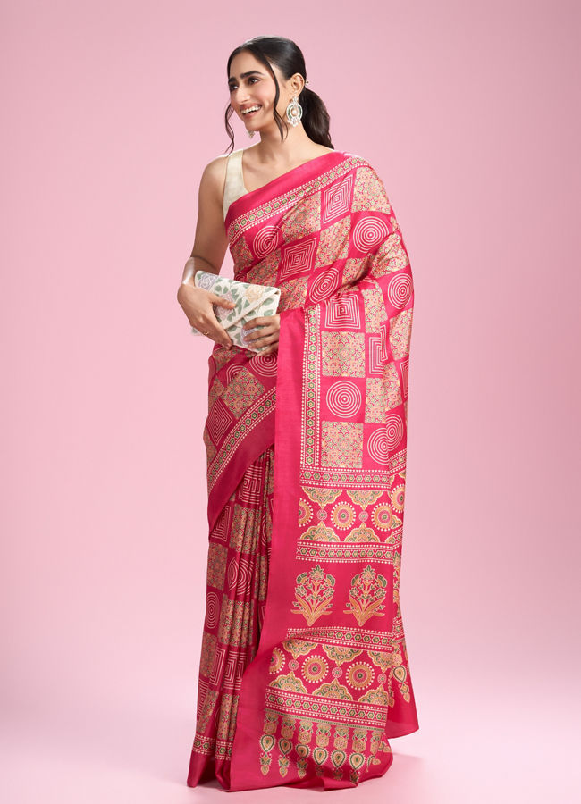 Mohey Women Exquisite Rani Pink Saree