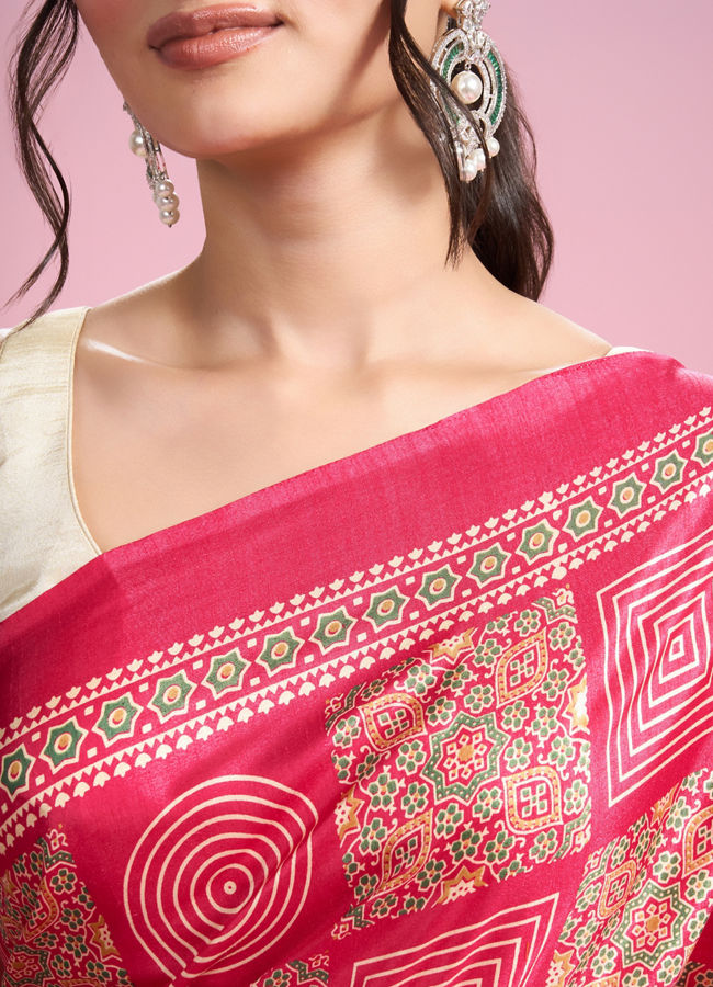 Mohey Women Exquisite Rani Pink Saree