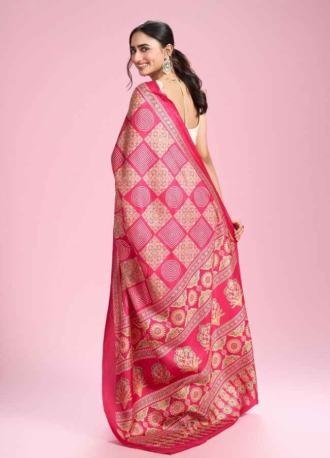Mohey Women Exquisite Rani Pink Saree