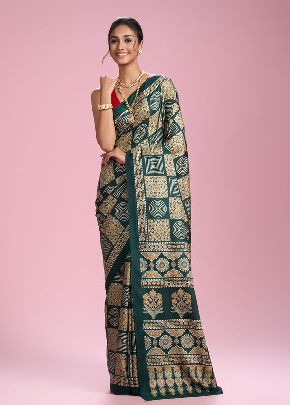 Mohey Women Dark Green Elegance Saree
