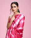 Mohey Women Rani Pink Satin Extravaganza Saree