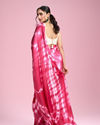 Mohey Women Rani Pink Satin Extravaganza Saree