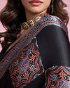 Mohey Women Radiant Black Satin Saree
