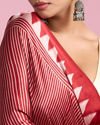 Mohey Women Glamourous Red Satin Saree
