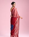 Mohey Women Glamourous Red Satin Saree