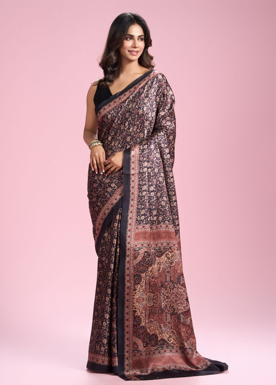 Mohey Women Elegant Black Drape Saree