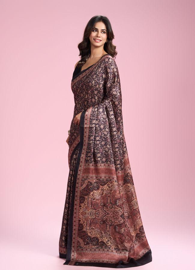 Mohey Women Elegant Black Drape Saree