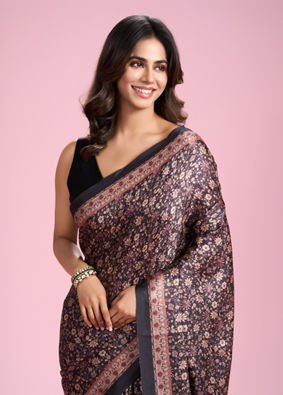 Mohey Women Elegant Black Drape Saree