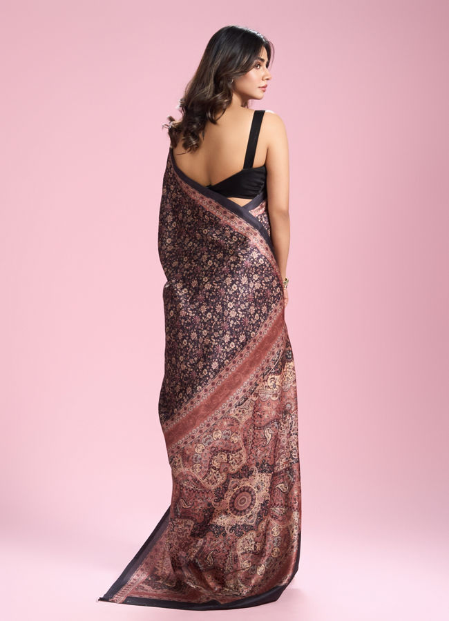 Mohey Women Elegant Black Drape Saree