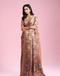 Mohey Women Fawn Peach Elegant Affair Saree