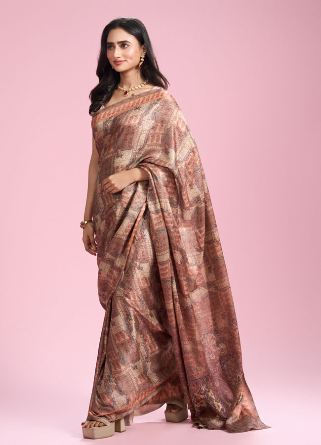 Mohey Women Fawn Peach Elegant Affair Saree