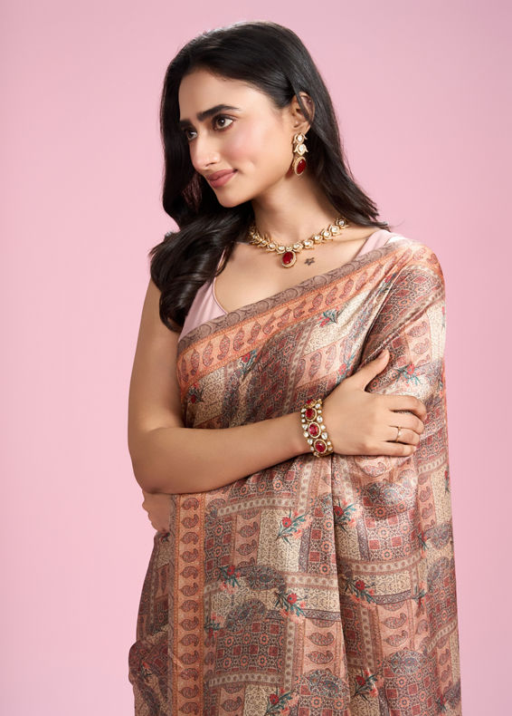 Mohey Women Fawn Peach Elegant Affair Saree