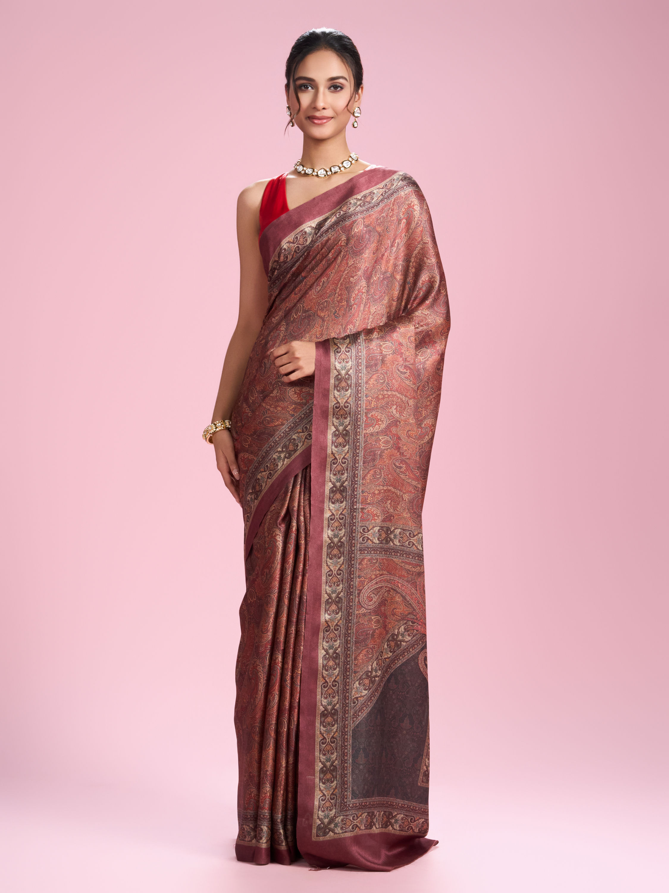 Mohey Women Radiant Rust Red Saree
