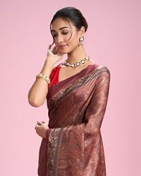 Mohey Women Radiant Rust Red Saree