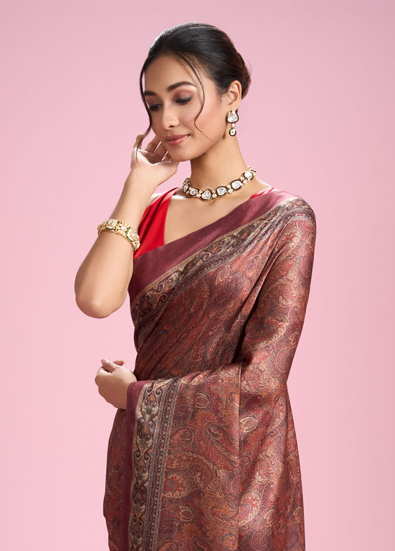 Mohey Women Radiant Rust Red Saree