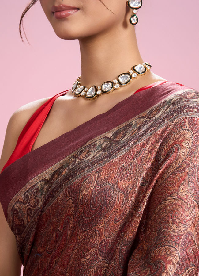 Mohey Women Radiant Rust Red Saree