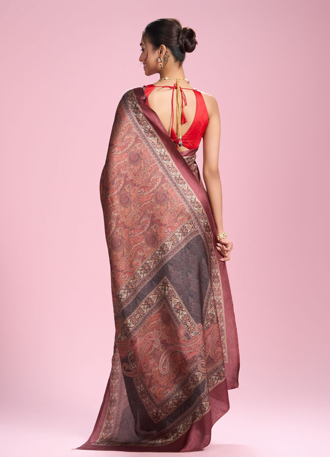 Mohey Women Radiant Rust Red Saree