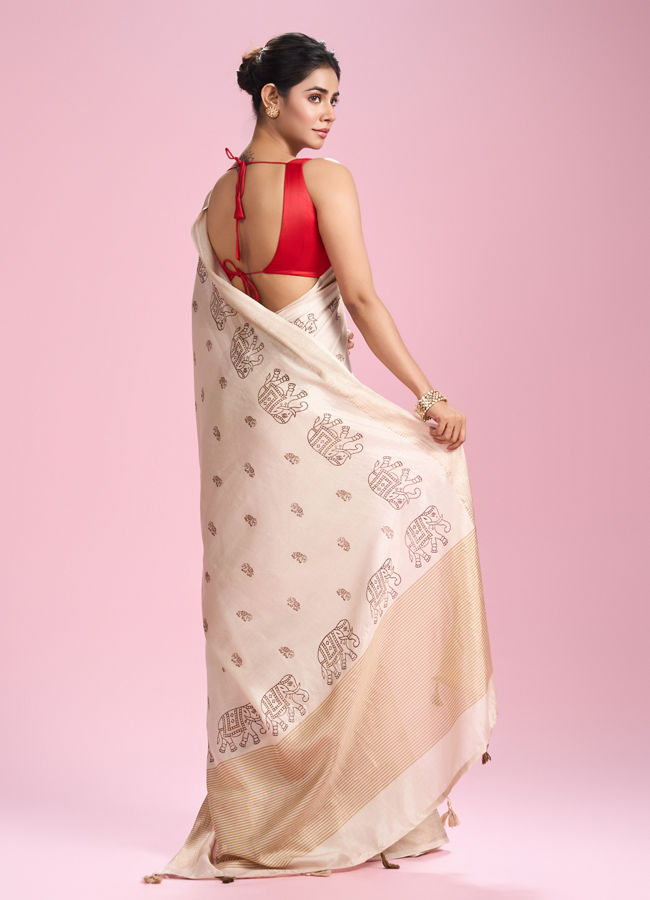 Mohey Women Ivory Elegance Saree