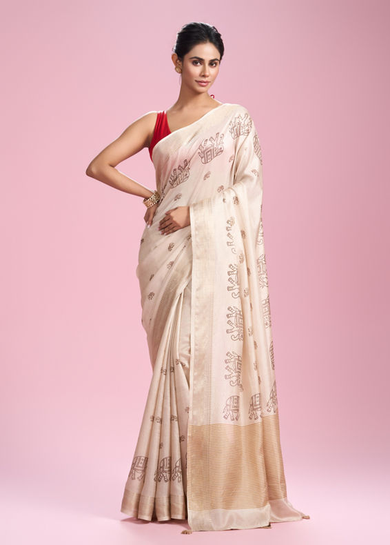 Mohey Women Ivory Elegance Saree