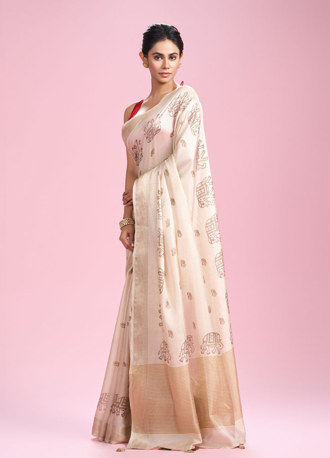 Mohey Women Ivory Elegance Saree