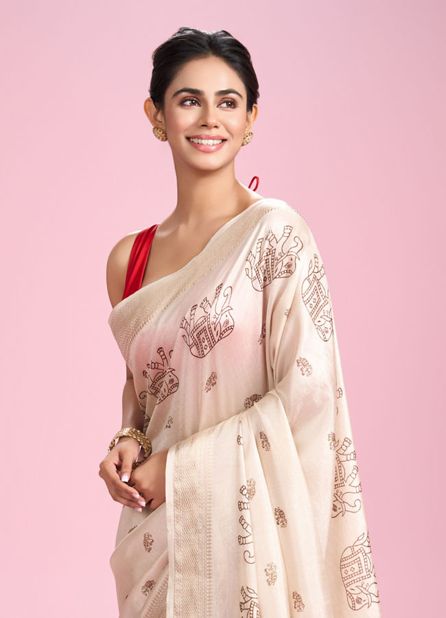 Mohey Women Ivory Elegance Saree