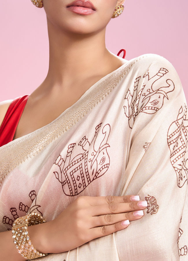 Mohey Women Ivory Elegance Saree