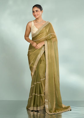Mohey Women Pista Green Charm Organza Saree