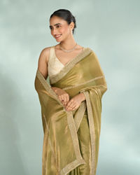 Mohey Women Pista Green Charm Organza Saree