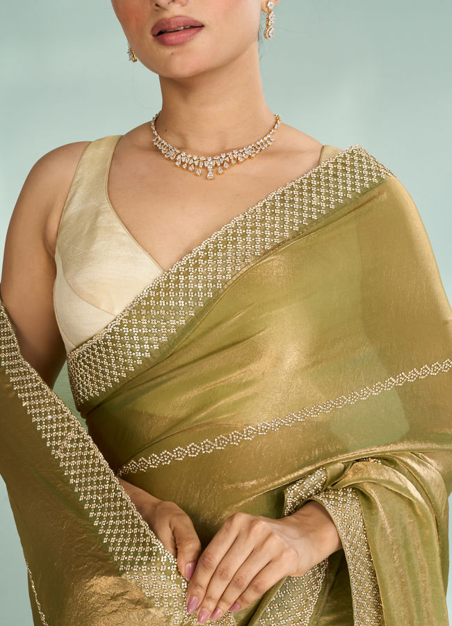 Mohey Women Pista Green Charm Organza Saree