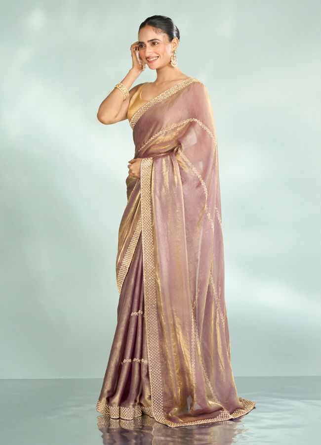 Mohey Women Purple Enchantment Organza Saree