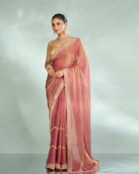 Mohey Women Elegant Pink Organza Saree