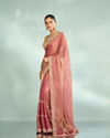 Mohey Women Elegant Pink Organza Saree