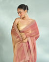 Mohey Women Elegant Pink Organza Saree