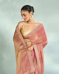 Mohey Women Elegant Pink Organza Saree
