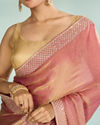 Mohey Women Elegant Pink Organza Saree