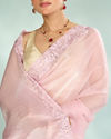 Mohey Women Festive Pink Organza Saree